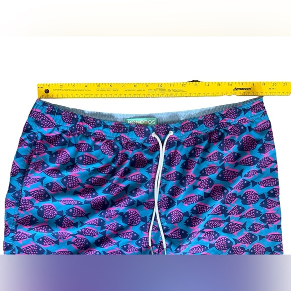 Bonobos Swim Shorts Lined Trunks Men’s XL Blue Pink Fish Print Bright Preppy - Picture 4 of 7